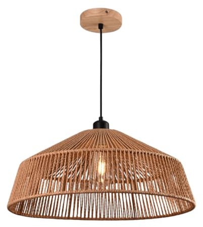 Vetrineinrete® Lampadario a sospensione con corda intrecciata rattan attacco E27 stile boho chic bohemien Ø 40 e 50 cm (Diametro 50 cm)