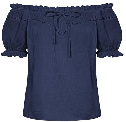 Scarlet Darkness Women's Off Shoulder Casual Loose Fit Cotton Tops Blouse (Pack of 1)