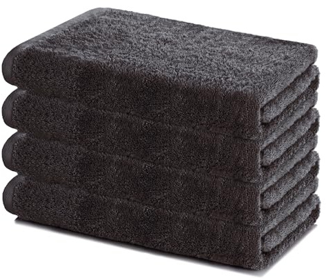 Lavea® Sydney 4er Duschtucher Set - 60x120 cm - Anthrazit | 100% Baumwolle – Weiche Frottee Duschtücher, saugstarkes Handtuch Set für Bad, Gäste-WC & Sport, OEKO-TEX® Standard 100