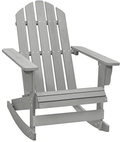 Runheo Garten-Schaukelstuhl Holz Grau, Vintage Massivholz Schaukelsessel für Terrasse, Balkon, 70x91,5x92 cm, wetterfest, Bequeme Outdoor-Sitzgelegenheit