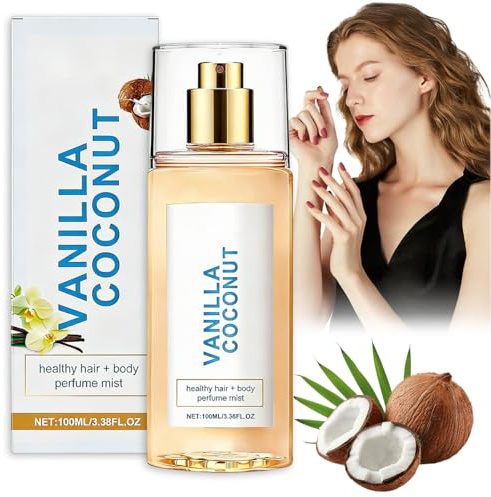 Vanille-Kokos Parfum für Damen - Langanhaltendes Vanille Coconut Parfümspray für Haar & Körpe |Hydratisierender Vanilles Kokos Duftnebel & Bodyspray, ohne Klebrigkeit (100ml)