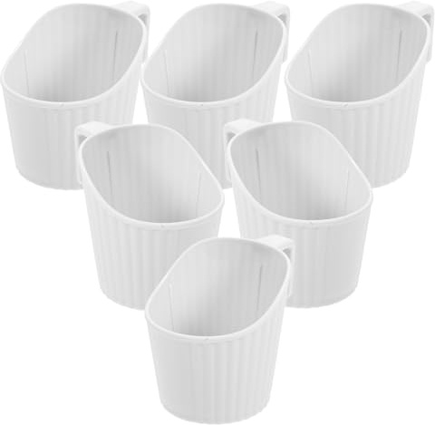 HOMOCONO 6pcs White Plastic Cup Holders with Spill Proof and Heat Resistant Materials, Elegant and Simple Business Drink Sleeves for Settings and Table Use
