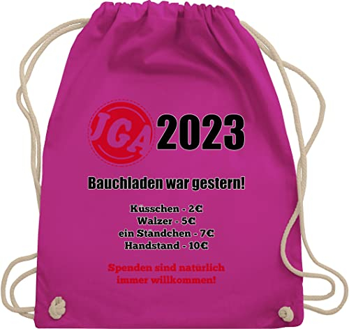 Turnbeutel Rucksack - JGA Junggesellenabschied Männer - Aufgaben der Braut - Bezahlen - Bauchladen war gestern - Unisize - Fuchsia - verkaufsartikel polter rucksäcke jungesellenabschied verkauf