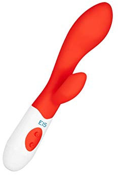 EIS Please Me Rabbit-Vibrator | Doppel-Stimulation | Hautfreundliches Silikon | Sex-Spielzeug für Frauen | Erotisches Toy | Wasserdicht (IPX7) | Rot