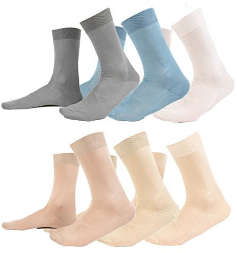 Ciocca Calze uomo corte, pregiato cotone 100% FILO SCOZIA - 6 Paia - tre taglie calze (42/43, Assortimento Chiari)