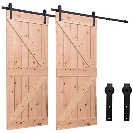 CCJH Binario per Porta Scorrevole Kit 200cm(6.6FT) Binario Scorrevole Esterno Muro Completo Accessori per Porte Scorrevoli Singole, Nero
