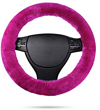 Ergocar weicher Auto-Lenkradbezug der reinen Wolle universeller rutschfester elastischer Winter warmer Autolenkradschutz - Fluoreszierendes Rosa