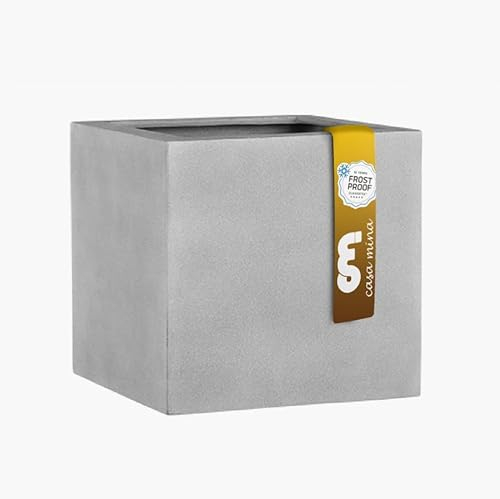 Esteras Pflanzkübel groß außen - Fiberglas Blumenkübel grau 37x37x37cm - Premium Blumenkasten für Draußen - Blumenkübel Frostsicher - Blumenkasten für den Garten Warm Concrete - Lisburn