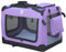 HugglePets Foldable Fabric Pet Crate Carrier - Purple (Small 50 x 34cm) Lightweight & Ventilated Double Door Carrier for Dogs & Cats with Sheepskin Mat. Ideal for Home & Travel.
