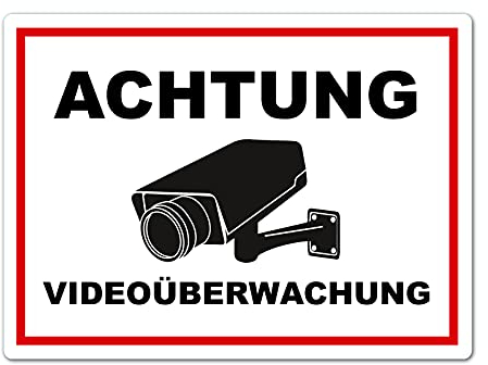 Achtung Videoüberwachung Schild 20 x 30 cm aus stabiler PVC Hartschaumplatte 3mm dieser Bereich wird überwacht Schild mit UV-Schutz von STROBO