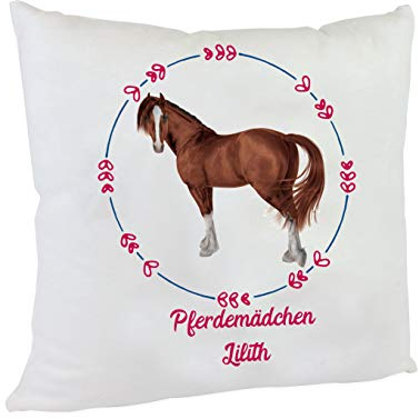Kilala Kissen Pferde-Motiv mit Namen Pferdemädchen Pferde-Feunde Dekokissen 40 x 40cm (Pferd 02)