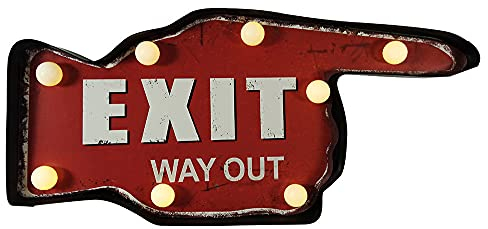 zeitzone Wandleuchte EXIT LED Beleuchtung Wegweiser Hand Leuchtdeko Nostalgie Vintage