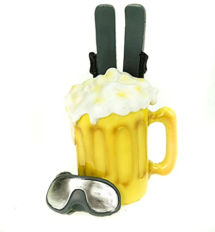 Udo Schmidt GmbH & Co. KG Aprés - Tirelire en verre à bière avec ski - 16 cm - Pour vacances, hiver, neige