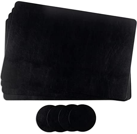 Lederfabrik Garnier® Tischsets Abwaschbar 4er-Set – Nachhaltig, Stabil & rutschfest – Hochwertiges recyceltes Leder, Made in Germany (Schwarz)