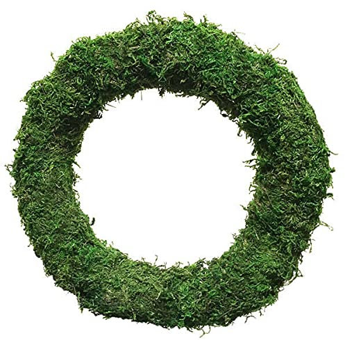 Muddy Hands Padded Moss Effect Round Wreath Rings Xmas Christmas Decoration Funeral (1, 14 (35cm))