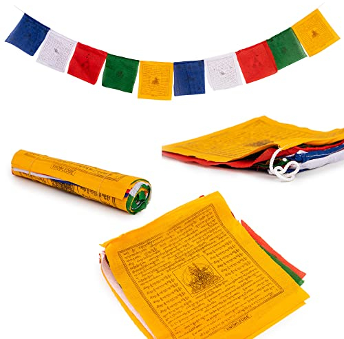 10 banderas de oración tibetanas hechas a mano en Nepal con hipocampo