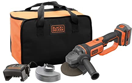 BLACK+DECKER BCG720M1 Amoladora 125mm con batería de litio 18V (4Ah) y bolsa de transporte+STANLEY STA32055-QZ - Disco para desbaste en metal ø 125 mm.