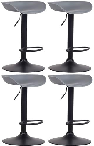 CLP 4er Set Barhocker Anaheim Kunststoff I Thekenhocker Mit Trompetenfuß I Barstühle Mit Fußstütze I Thekenstühle, Farbe:grau, Gestell Farbe:schwarz
