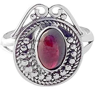 Anillo de plata de ley 925 sólida para mujeres y niñas, anillo de granate Natural, anillo bohemio de plata de ley, anillo de piedras preciosas rojas con piedra natal de enero