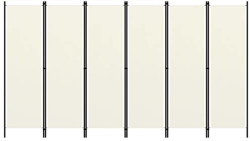 WIFESE Paravent 6 Panneaux Blanc Crème 300x180 cm Tissu Séparation de Pièce Fonction Polyvalente Cloison de Séparation Pliable Ecran d'intimité Décoration Intérieur Salon Chambre Salle à Manger