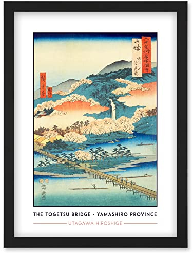Wee Blue Coo The Togetsu Bridge in Arashiyama Yamashiro Province Utagawa Hiroshige Japanese Woodblock Classic Collection Artwork Framed Wall Art Print A4