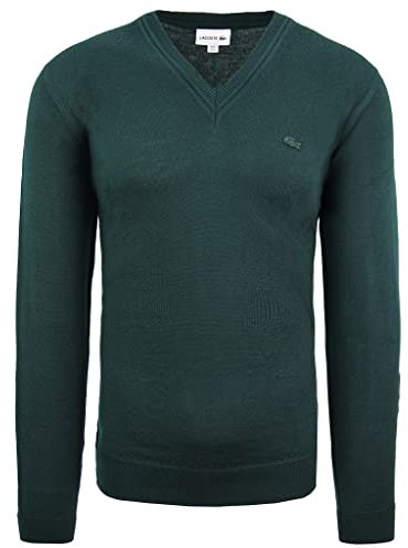 Lacoste Long Sleeve Mens Green Pullover V-Neck Wool Sweater AH2987 YZP