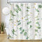 Rideau Douche Vert et Doré, Uiioozy Rideau de Douche Feuilles d'eucalyptus Rideaux de Baignoire Anti Moisissure Imperméable Tissu Polyester Lavable Rideaux Salle de Bain avec 12 Crochets 180Lx220Hcm