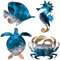 Abaodam 4 Uds. Esculturas De Pared De Océano De Metal Tortuga Caballito De Mar Cangrejo Playa Tema Decoración De Pared Arte De Pared Aire Para Baño Piscina