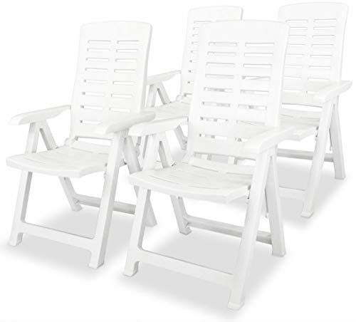 Homgoday Garten-Liegestühle 4 STK. Kunststoff Weiß Stuhl Model275067