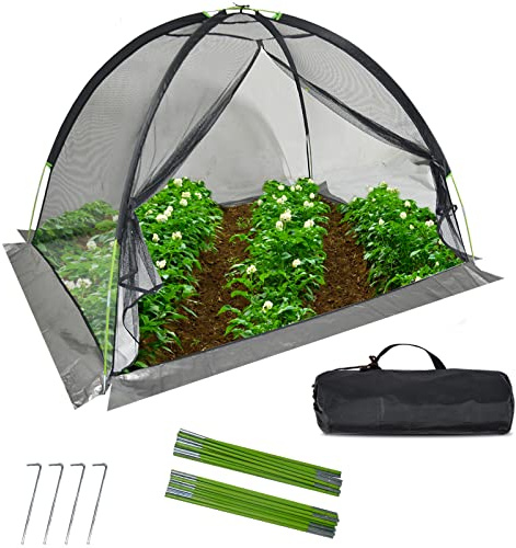Kapler Teichabdeckung, Gartenkuppelnetz für Outdoor-Teiche, Winter, 3,5 x 4,5 m, Teichabdeckung für Koi, Pool, mit Reißverschluss und Heringen, Nylon-Netz, schützt Gartenteiche vor Tieren und Blättern