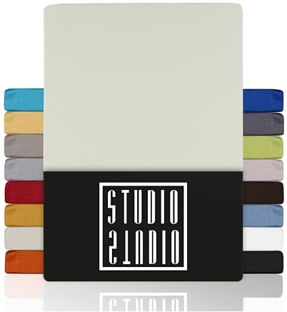 STUDIO Basic Spannbettlaken 90x190cm – Jersey-Spannbetttuch aus 100 % gekämmter Baumwolle – Schnee – Öko-Tex Zertifiziert, bügelfrei & elastisch – für Matratzen 15–25 cm