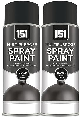 2 x 400ml 151 Multipurpose Spray Paint Black Satin All Surfaces