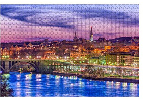 1000 Piece Jigsaw Puzzle Georgetown, Washington Dc, Usa On The Potomac Bridge At Dusks And Teens Fun Puzzles Home Wall Decor Wooden Puzzles For Adults Family Games Intellectual Paintings Puzzle