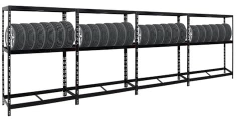 PROREGAL Mega Deal 4X Reifenregal Tiger Schwarz bis zu 48 Reifen 180x130x50 cm