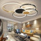Dimmbare LED 6 Ring Wohnzimmerleuchte LED-Deckenleuchte moderne kreative Deckenbeleuchtung Innenbeleuchtung für die Augenpflege Für Schlafzimmer Büro Esszimmer Jugendzimmer (Schwarz Gold, L100cm 93W)