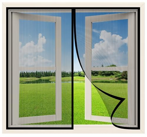 Magnet Fliegenschutz Fenster 55x105cm Magnet Fliegengitter Fenster, wiederverwendbares Insektenschutzgitter für Allergiker Luft kann frei strömen,Schwarz