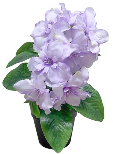 Murago - Künstliche Azalee im Topf Lila - Kunstblume Kunstpflanze Pflanzen Blumen Tischdeko Frühling Dekoration helles Flieder Violett für Balkon Hochzeit