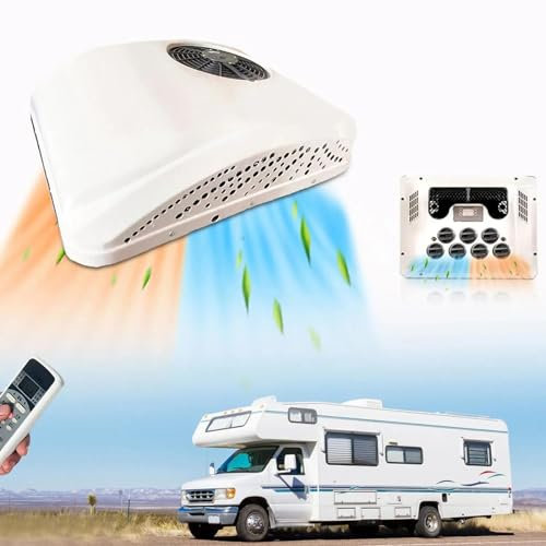 Climatiseur pour camping-car avec chaleur 12 V – Unité AC universelle sur le toit pour camping-car, unité de climatisation 12 V à faible bruit, chauffage et refroidissement pour voiture, camion 24V