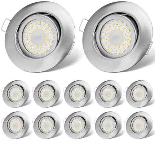 cloksh LED Einbaustrahler 230V Flach Dimmbar LED Spots 6W IP44 Bad Einbauleuchten Deckenspots Deckenstrahler,Neutralweiß 4000K Schwenkbar Einbauspots für Badezimmer Küche Wohnzimmer,12er Set