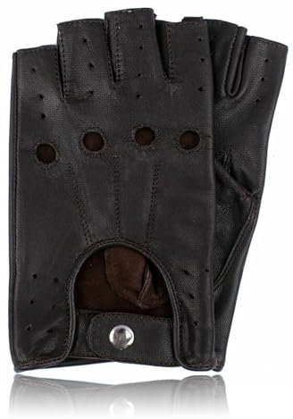 COLOURLINX Fingerlose Handschuhe für Herren und Damen, echtes Leder, zum Fahren, Radfahren, Fitnessstudio, Motorrad, Rollstuhl, Halbfinger, Outdoor-Sport, Biker-Handschuhe (Dunkelbraun, Größe M)
