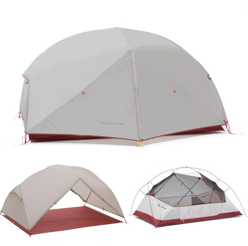BISINNA Rucksackreisen, 2-Personen-Zelt, leicht, 3-Jahreszeiten-Campingzelt, 20D, 380T, Nylon, Regenfliege, doppellagig, freistehend, inklusive Fußprnint 7001 Aluminiumstangen für Camping, Wandern,