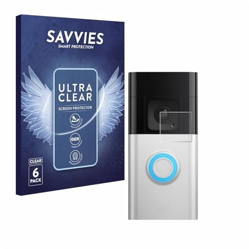 Savvies 6 Pack Screen Protector compatible with Ring Battery Video Doorbell Pro Protection Film Clear