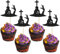 Gyufise 24Pcs Halloween Cupcake Toppers Black Glitter Zombie Hand Spider Cupcake Picks for Halloween Horror Movie Bloody Theme Birthday Party Cake Decorations Supplies
