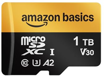 Amazon Basics 1-TB-microSDXC-Karte mit Adapter, Lesegeschwindigkeit bis zu 200 MB/s, 1er-Pack