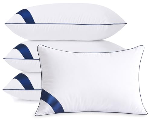 Meoflaw Pillows Queen Size Set of 4,Soft Microfiber Queen Pillows with Hollow Fiber,Hotel Quailty Bed Pillows for Sleeping 4 Pack for Back,Stomach Sleeper