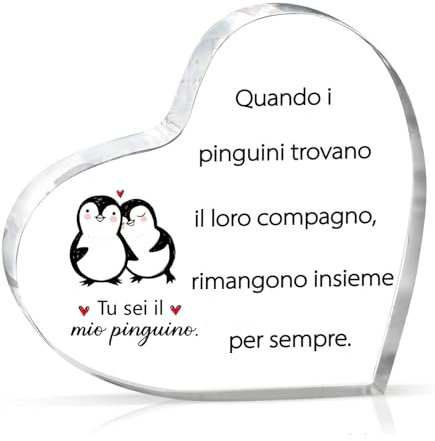 PulangRen Regalo San Valentino Per Lui Lei Pinguino Placca Acrilica Regali Per Lei Lui Regali Di Coppia Regalo Fidanzato Fidanzata Regalo Anniversario Per Lui Lei