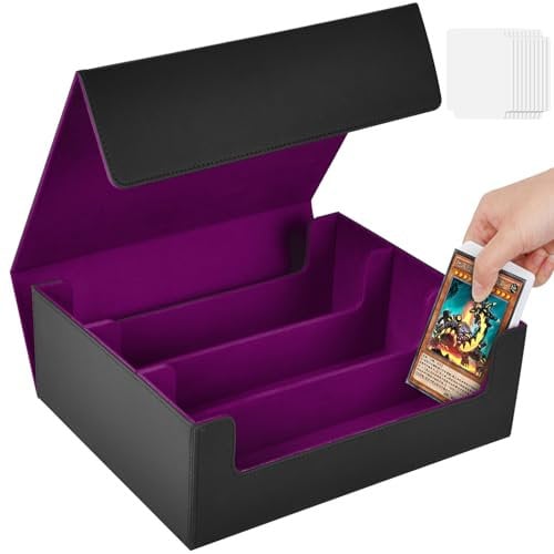 Aolso Caja de Barajas para Cartas,Deck Box para 2400+ PTCG Cartas sin Fundas,Flip Caja de Almacenamiento de Tarjeta con 8 Card Dividers,para MTG TCG PTCG para Coleccionar e Intercambiar (Púrpura)