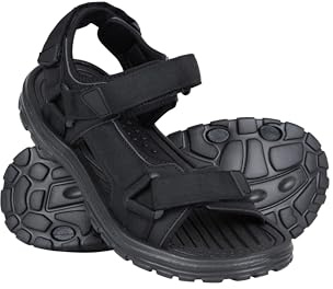 Mountain Warehouse Crete Mens Sandals - Durable & Sturdy Grip, Cushioned Footbed, Neoprene Lined, Hook & Loop Straps Beach Shoes - Spring Summer Travel, Walking Black Adult Shoe Size 11