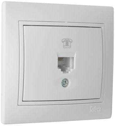 Telefonbuchse RJ11 weiß, Serie Europa, ideal für Telefonverbindungen in Wohnungen und Büros.