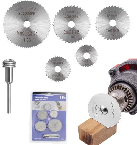 Vusmer Rotary Cutting Blades 6pcs Mini Circular Replacement Cutter Blades Saw Disc with Screwdrive Rotary Tools for Metal Wood Plastic Stone